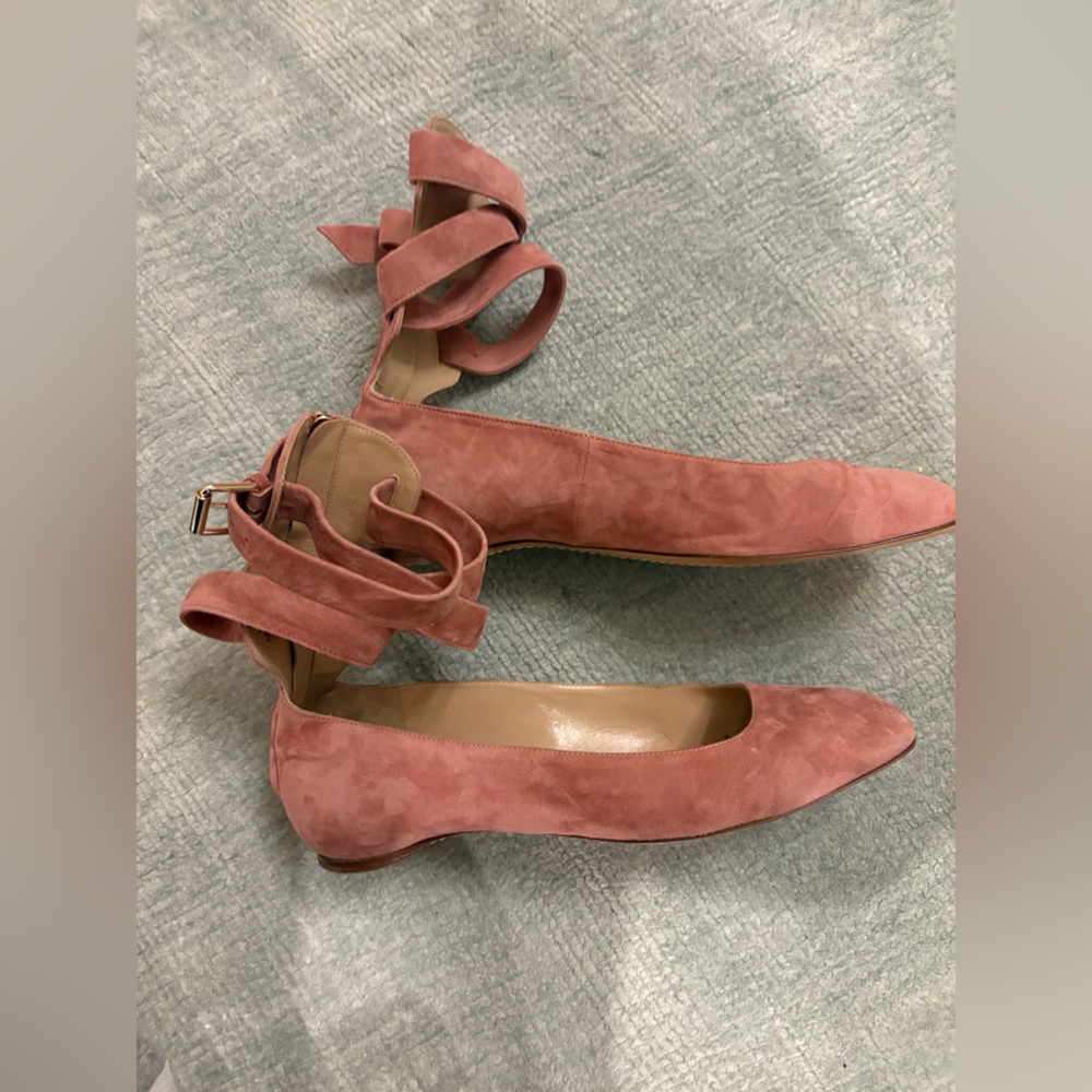 Valentino Dusty Pink Suede Ballet Flats 37.5 - Picture 2 of 15